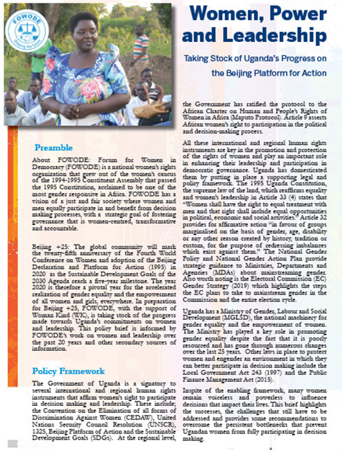 Policy Brief On Women, Power And Leadership