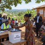 image of woman submitting her vote